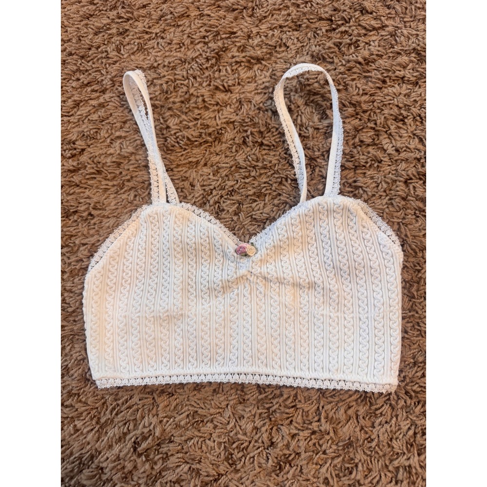 Free People Intimately White Velvet Bralette Crop Top M/L NWOT